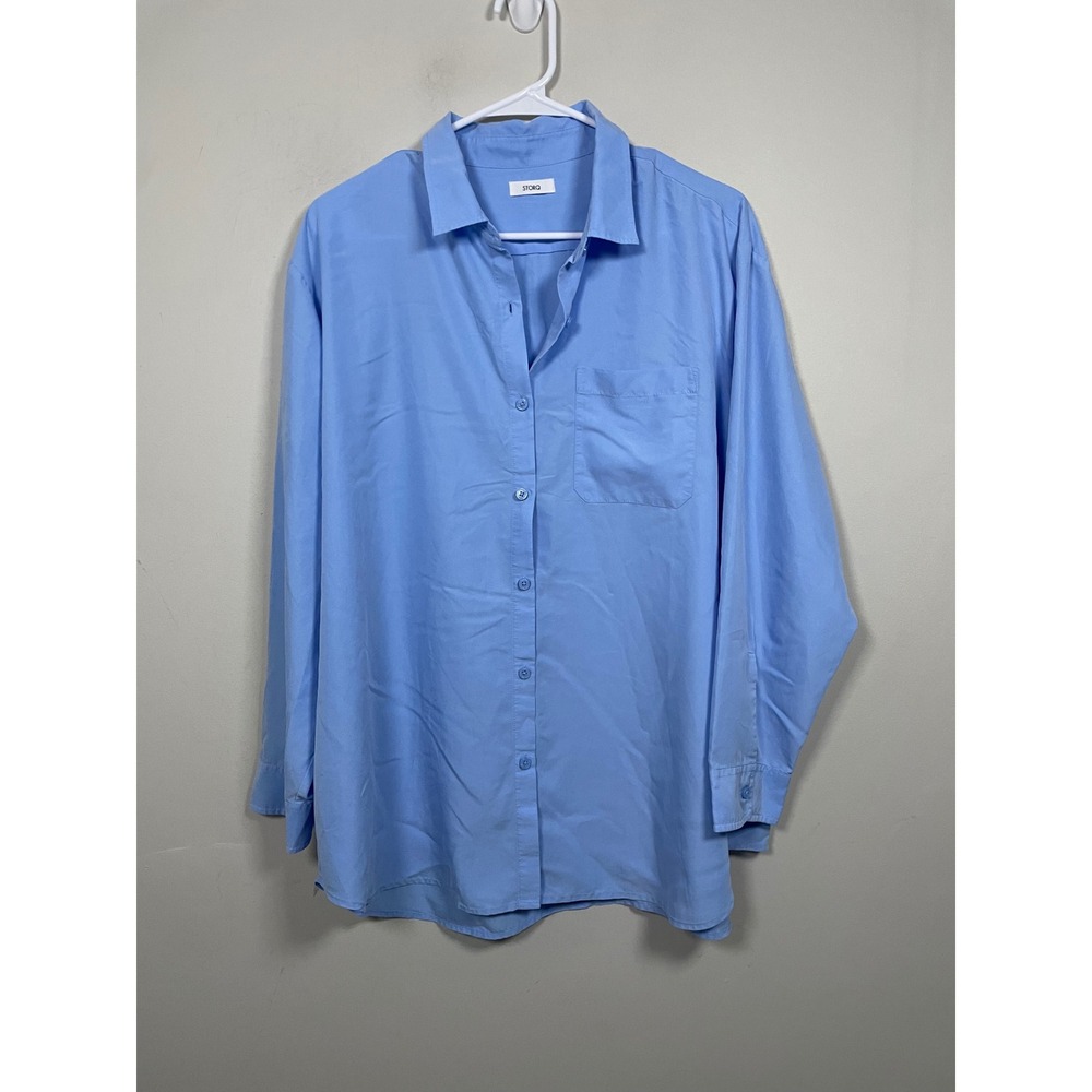Storq Easy Button Down‎ Shirt in Ocean Blue Size 5 (XL) Maternity Essential
